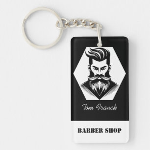 Porte-clefs Salon de coiffeur professionnel noir et blanc