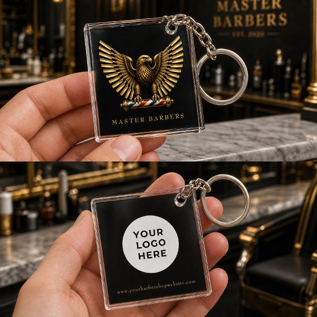 Porte-clefs Salon de coiffure élégant Logo Aigle doré Marque (Créateur téléchargé)