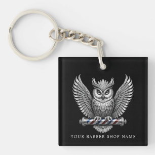 Porte-clefs Salon de coiffure élégant Logo Silver Owl Branding