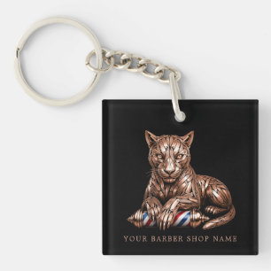 Porte-clefs Salon de coiffure Rose Gold Panther Votre logo de