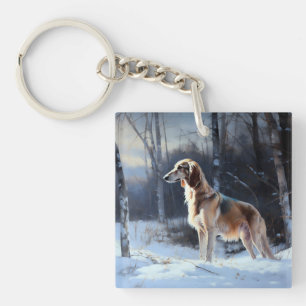 Porte-clefs Saluki Laisser neiger Noël