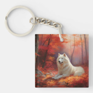 Porte-clefs Samoyé en automne Leaves Fall Inspire