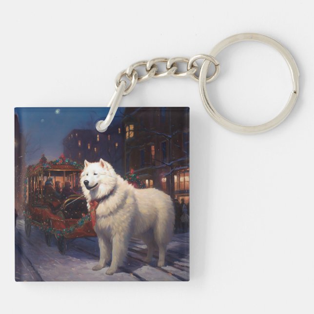Porte-clefs Samoyed Christmas Festive Saison (Dos)