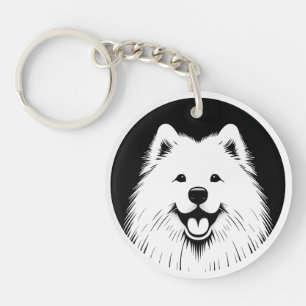 Porte-clefs Samoyède Pop Art Super Mignon Personnalisé