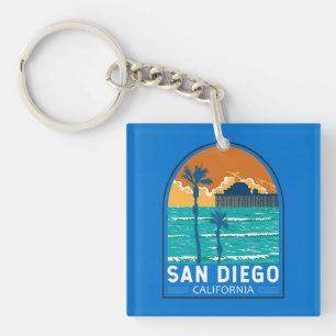 Porte-clefs San Diego Californie Voyage Art Vintage