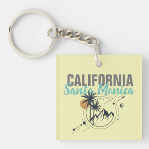 Porte-clefs Santa Monica California Geometric Palms