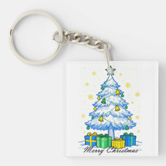 Porte-clefs Sapin de Noël & Cadeaux Joyeux Noël Acrylique Port