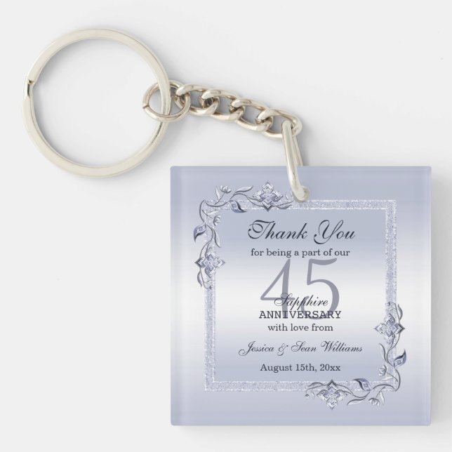 Porte-clefs Sapphire Gem & Parties scintillant 45e anniversair (Devant)