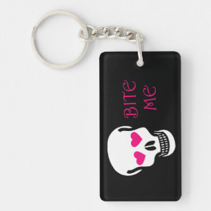 Porte-clefs Sarcastique Bite Me (Crâne)