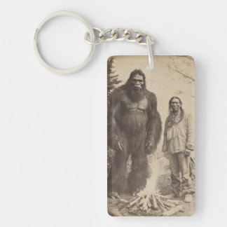 Porte-clefs Sasquatch Vintage et Photo Amérindien en Acrylique