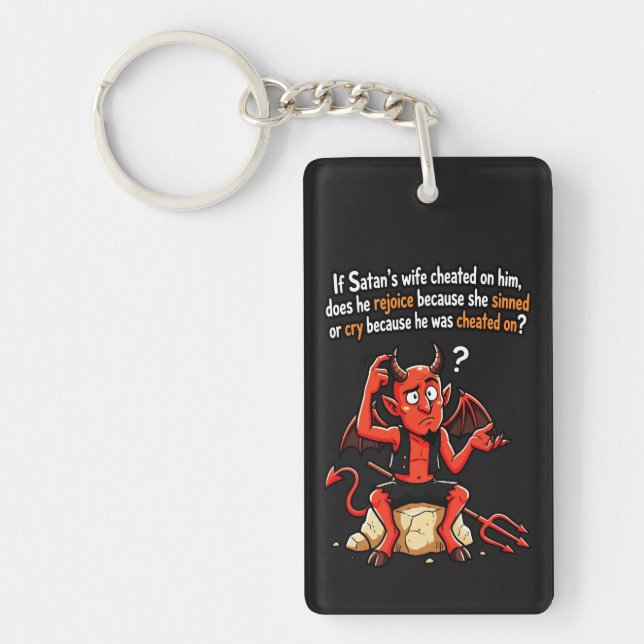 Porte-clefs Satan Femme Infidèle Péché Drôle Diable Mème (Devant)