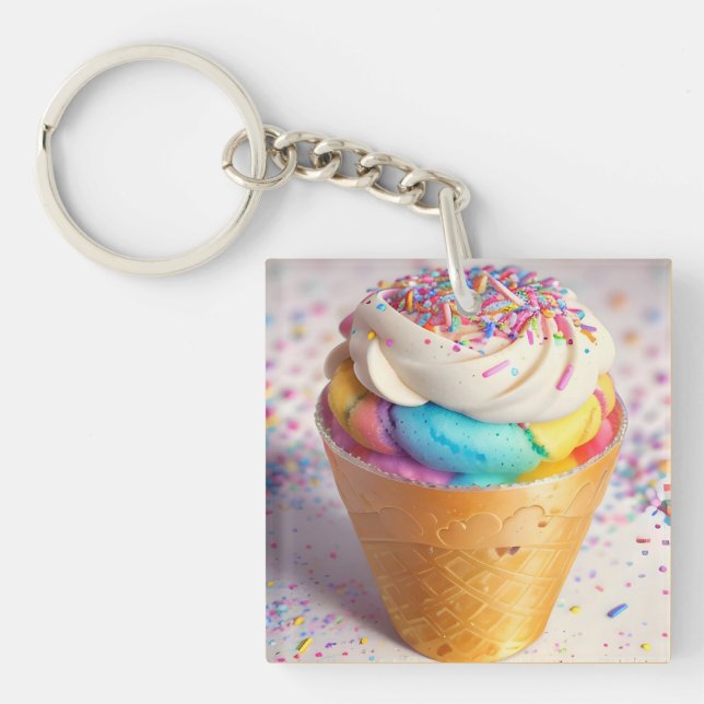Porte-clefs Saupoudrer de cônes de crème glacée (Devant)