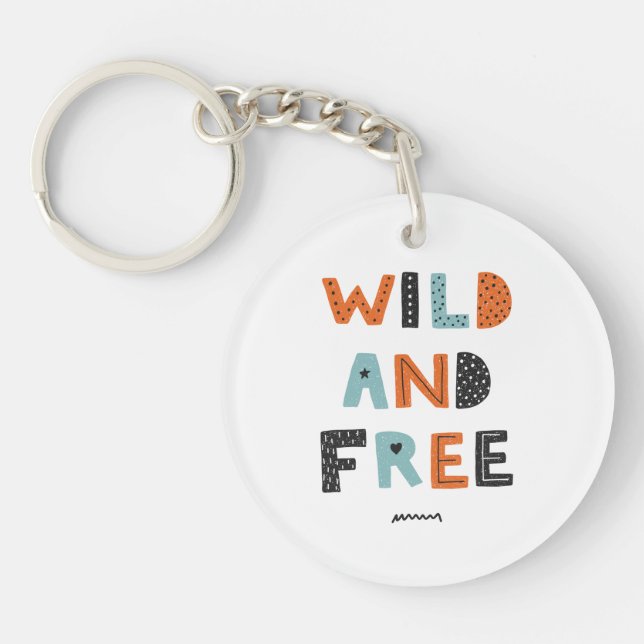 Porte-clefs Sauvage et libre | Lettres Doodle (Devant)