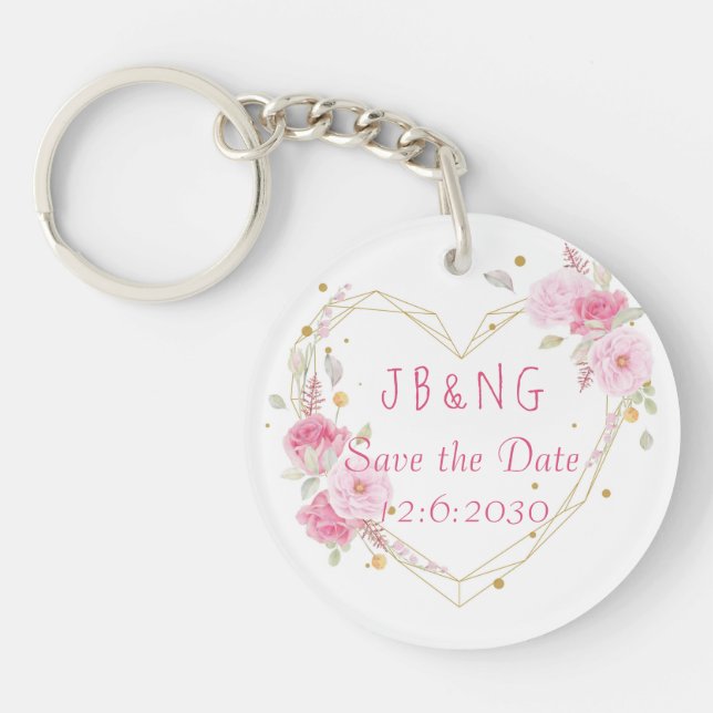 Porte-clefs Sauvegarde du Mariage de date customisé Enregistre (Devant)
