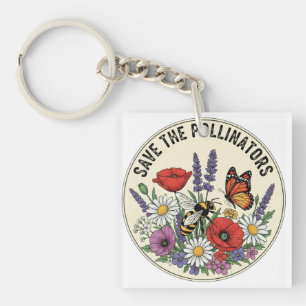 Porte-clefs Sauver le pollinisateur avec abeille, papillon et