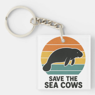 Porte-clefs Sauver les vaches de mer Rétro silhouette de laman