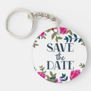 Porte-clefs Sauvez la date Roses et Pétales.