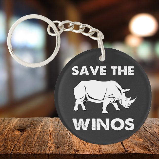 Porte-clefs "Sauvez les Winos" Funny Rhino (Save the winos keychain)