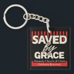 Porte-clefs Saved by Grace Alamina Church of Christ key chain<br><div class="desc">"Saved by Grace" Keychain – Alameda Church of Christ Celebrate faith and strength with this inspiring "Saved by Grace" t-shirt, featuring 2 Corinthians 12:9: “My grace is sufficient for you, for my power is made perfect in weakness.” Perfect for members of Alameda Church of Christ or anyone wanting to share...</div>