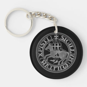 Porte-clefs Sceau des Templiers Deux Chevaliers Médaillon de C