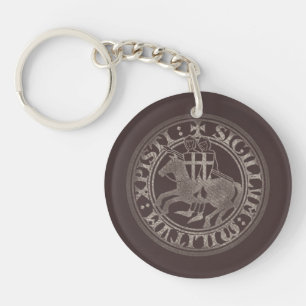 Porte-clefs Sceau des Templiers Deux Chevaliers Médaillon de C