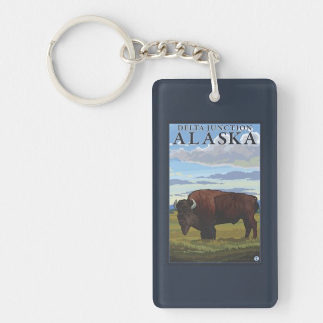 Porte-clefs Scène de bison - jonction de delta, Alaska (Devant)