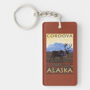Porte-clefs Scène de caribou - Cordova, Alaska