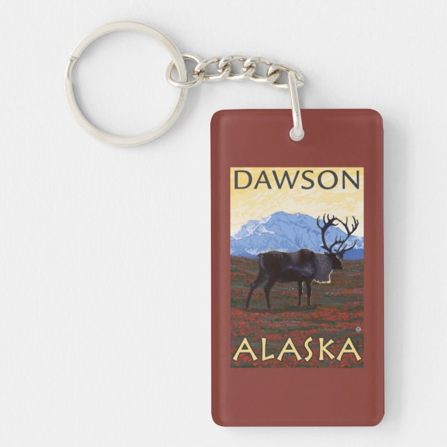 Porte-clefs Scène de caribou - Dawson, Alaska (Devant)