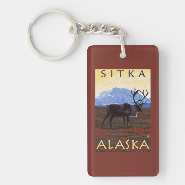 Porte-clefs Scène de caribou - Sitka, Alaska (Devant)
