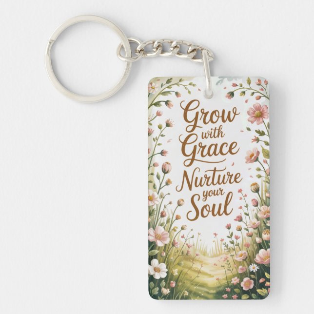 Porte-clefs Scène De Chemin De Jardin Croissance Avec Citation (Devant)
