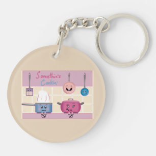 Porte-clefs Scène de cuisine romantique et drôle avec ustensil
