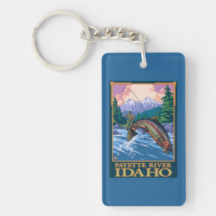 Porte-clefs Scène de pêche de mouche - rivière de Payette,
