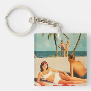 Porte-clefs Scène de plage vintage