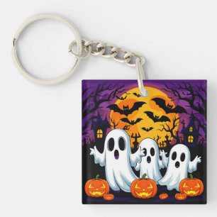 Porte-clefs Scène effrayante d'Halloween avec des fantômes