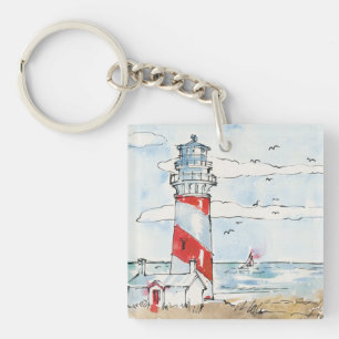 Porte-clefs Scène rouge et blanche de phare