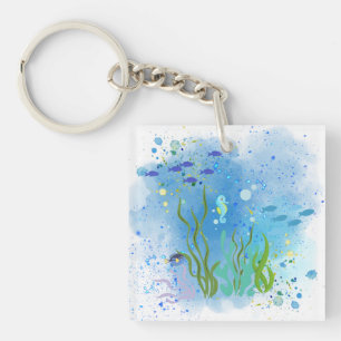 Porte-clefs Scène sous-marine avec hippocampe