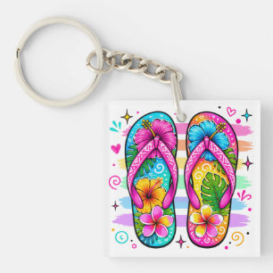 PORTE-CLEFS SCÈNES THÉMATIQUES D'ÉTÉ AUX COULEURS VIVES