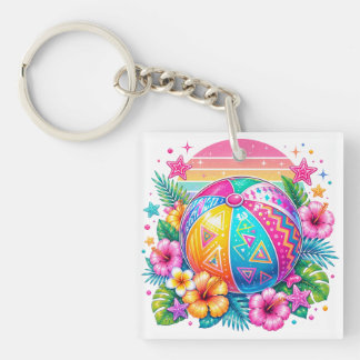 PORTE-CLEFS SCÈNES THÉMATIQUES D'ÉTÉ AUX COULEURS VIVES