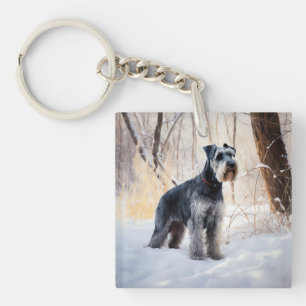 Porte-clefs Schnauzer Qu'il neige Noël