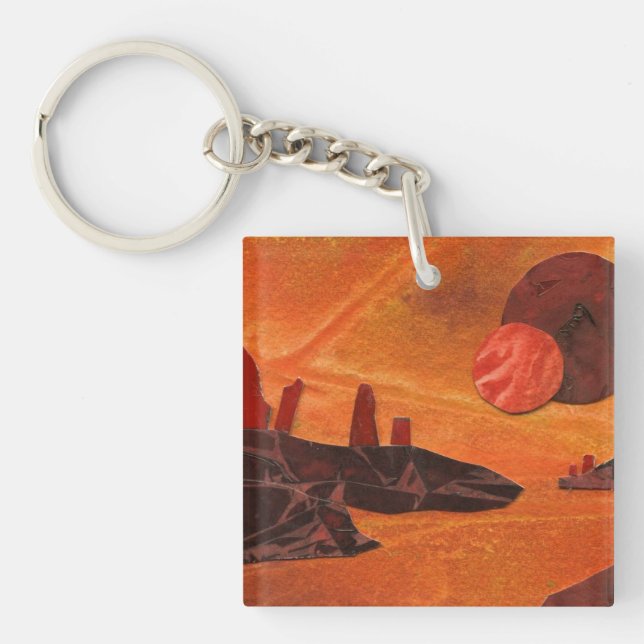 Porte-clefs Sci-Fi "Seas of Fire" doubles soleils, monde des m (Devant)