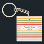 Porte-clefs scolaire personnalisée avec bande arc-en-ciel colo<br><div class="desc">script de bande arc-en-ciel coloré personnalise avec le nom et la classe (ou un message différent)</div>