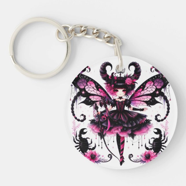 Porte-clefs Scorpion rose Astrologie Signe du zodiaque Scorpio (Devant)