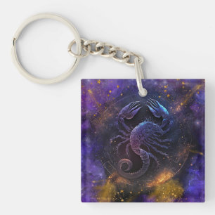 Porte-clefs Scorpion Signe du zodiaque Dessin à l'aquarelle