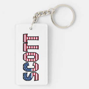 Porte-clefs Scott nom prénom USA drapeau pendentif clé