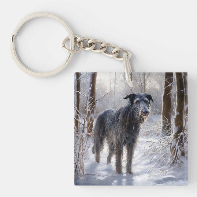 Porte-clefs Scottish Deerhound Laissez-le neiger Noël (Devant)