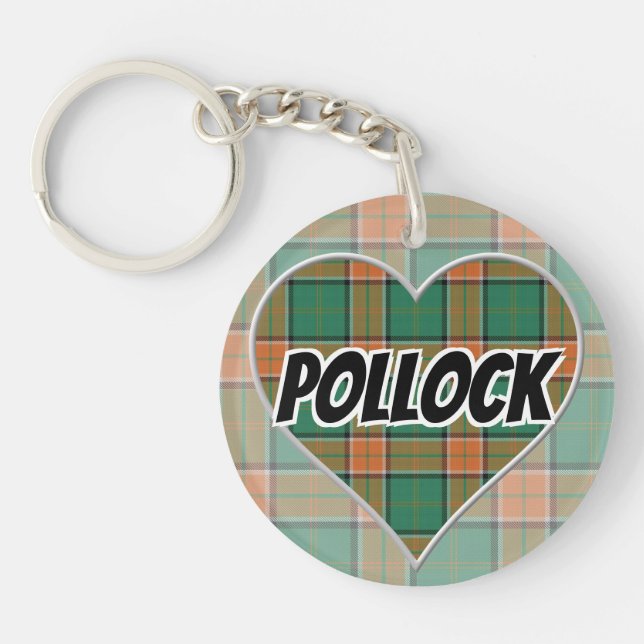 Porte-clefs Scottish Flash Clan Pollock Tartan Heart (Devant)