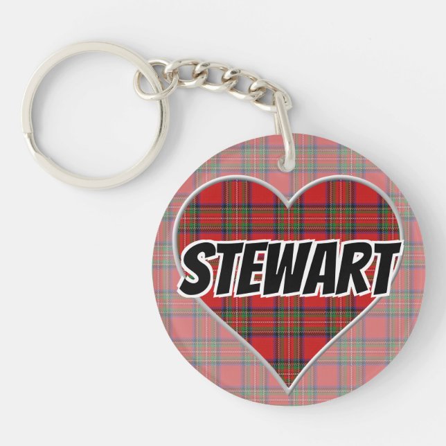 Porte-clefs Scottish Flash Clan Stewart Tartan Heart (Devant)