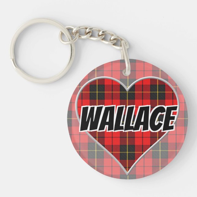 Porte-clefs Scottish Flash Clan Wallace Tartan Heart (Devant)