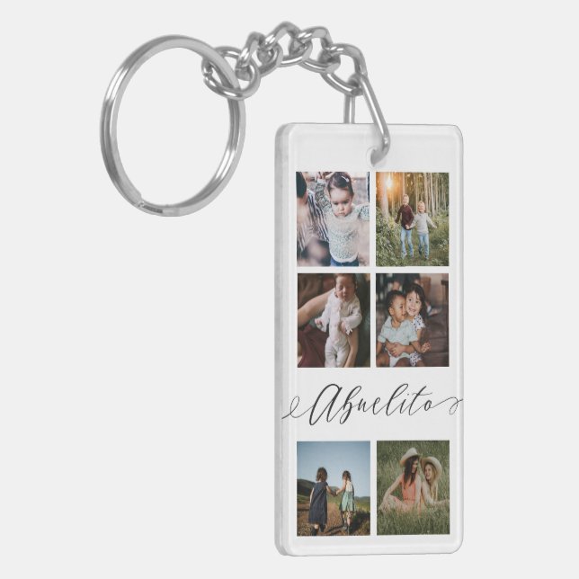 Porte-clefs Script Abuelito | Grandchildren Photo Grid Collage (Devant gauche)