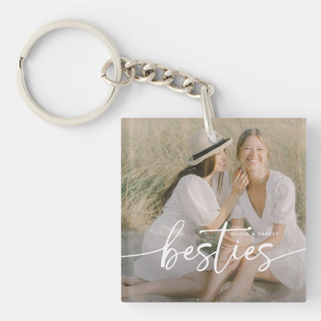 Porte-clefs Script Besties 2x Photo Personalized (Devant)